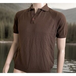 Vintage Leonardo Strassi Knit Polo Shirt‎ Dupont Nylon Italian 60s Colfax Sz M